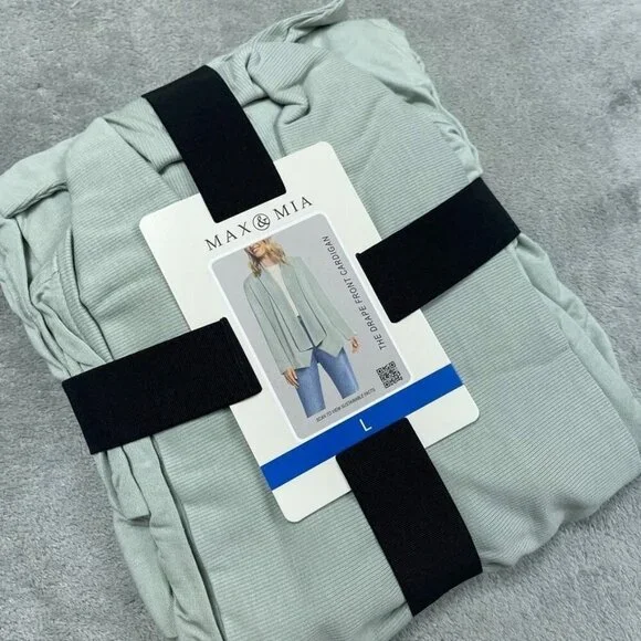 Max & Mia Drape Front Cardigan Light Olive Large Modal Blend d0565 - Picture 3 of 7